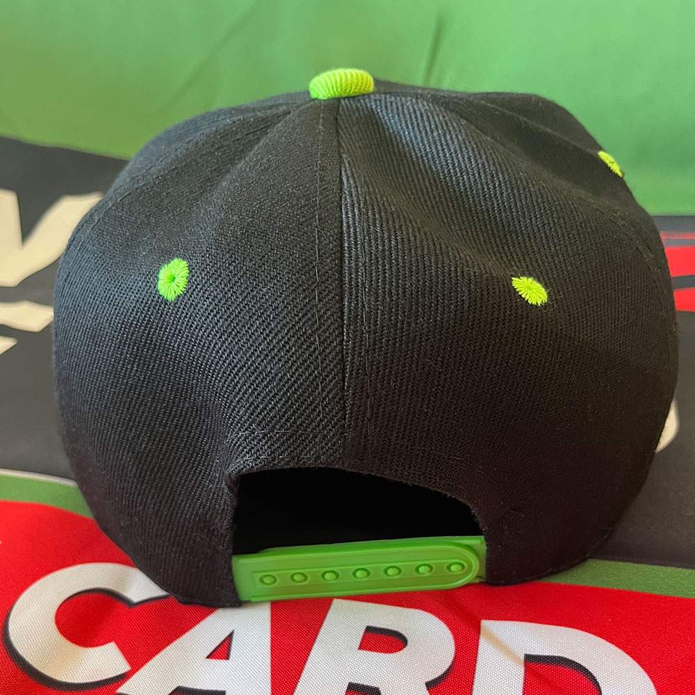 Hustle Hard Media Black & Green Baseball Cap (Back)